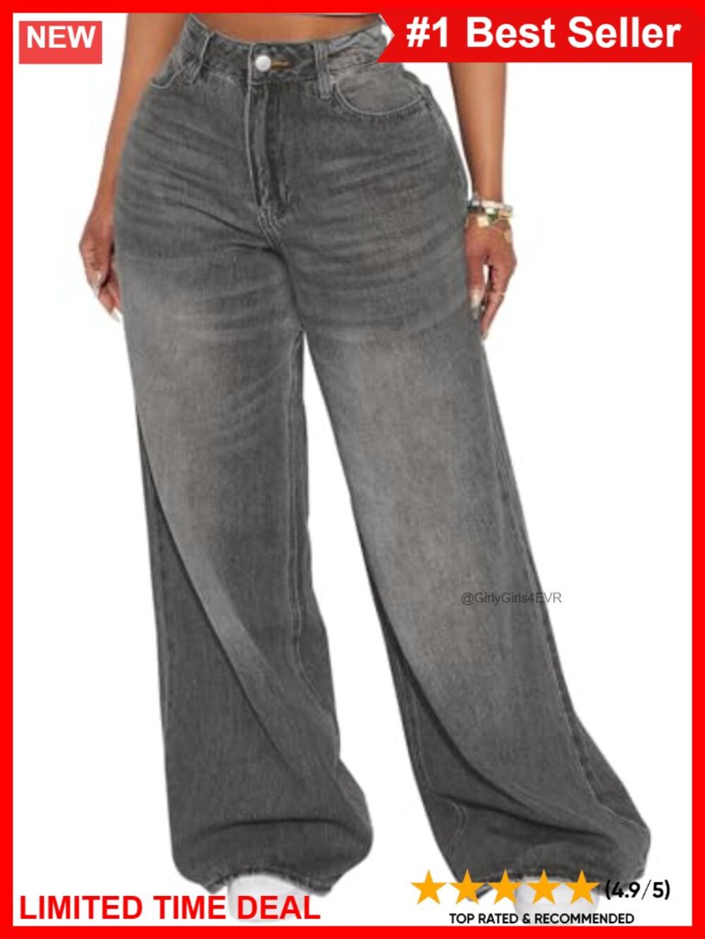 High Waisted Wide Leg Boyfriend Jeans for Women Stretchy Loose Fit Denim Pants